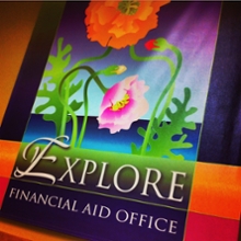 Financial Aid Office banner with flowers