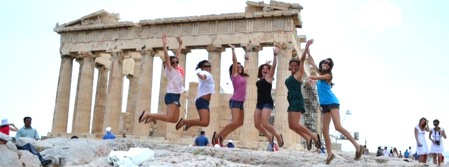 1 of 1, Parthenon with people jumping