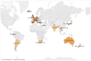Small world map of Global Seminar locations